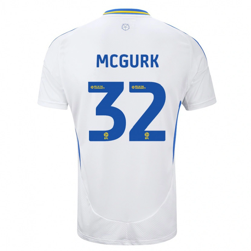 Danxen Uomo Maglia Sean Mcgurk #32 Bianco Blu Kit Gara Home 2024/25 Maglietta