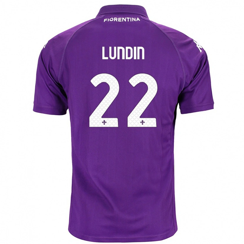Danxen Uomo Maglia Karin Lundin #22 Viola Kit Gara Home 2024/25 Maglietta