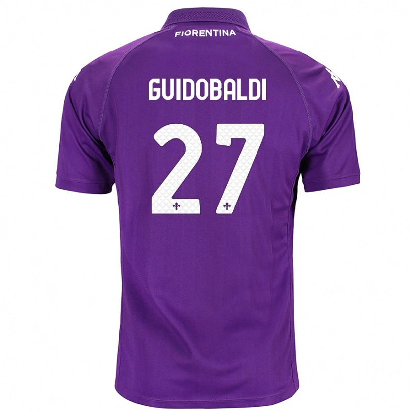 Danxen Uomo Maglia Filippo Guidobaldi #27 Viola Kit Gara Home 2024/25 Maglietta