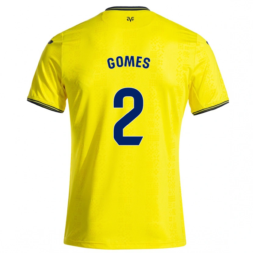 Danxen Uomo Maglia Vique Gomes #2 Giallo Nero Kit Gara Home 2024/25 Maglietta