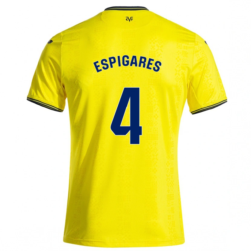 Danxen Uomo Maglia Antonio Espigares #4 Giallo Nero Kit Gara Home 2024/25 Maglietta