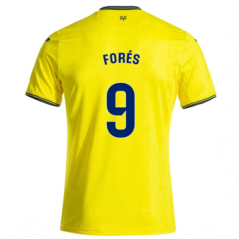 Danxen Uomo Maglia Álex Forés #9 Giallo Nero Kit Gara Home 2024/25 Maglietta