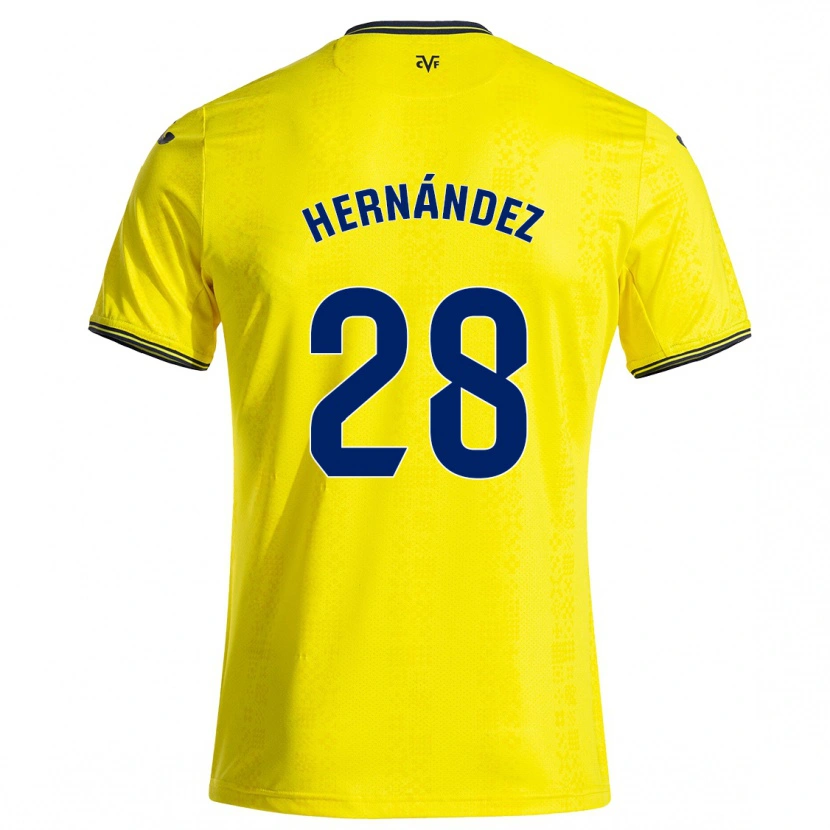 Danxen Uomo Maglia Gerard Hernández #28 Giallo Nero Kit Gara Home 2024/25 Maglietta