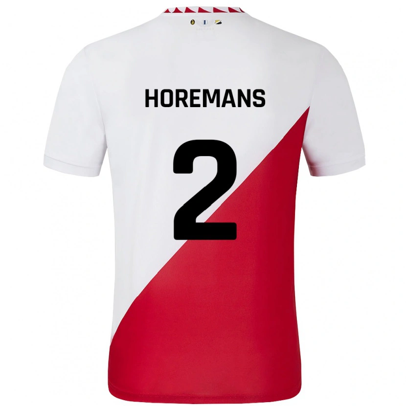 Danxen Uomo Maglia Siebe Horemans #2 Bianco Rosso Kit Gara Home 2024/25 Maglietta