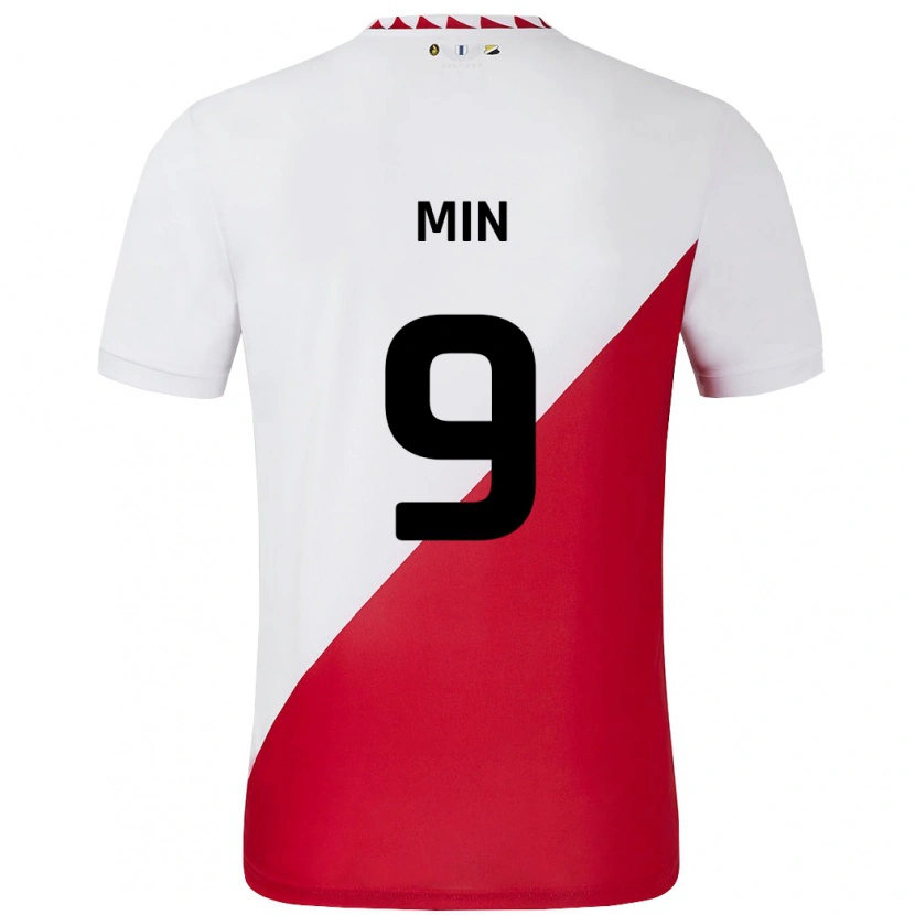 Danxen Uomo Maglia David Min #9 Bianco Rosso Kit Gara Home 2024/25 Maglietta
