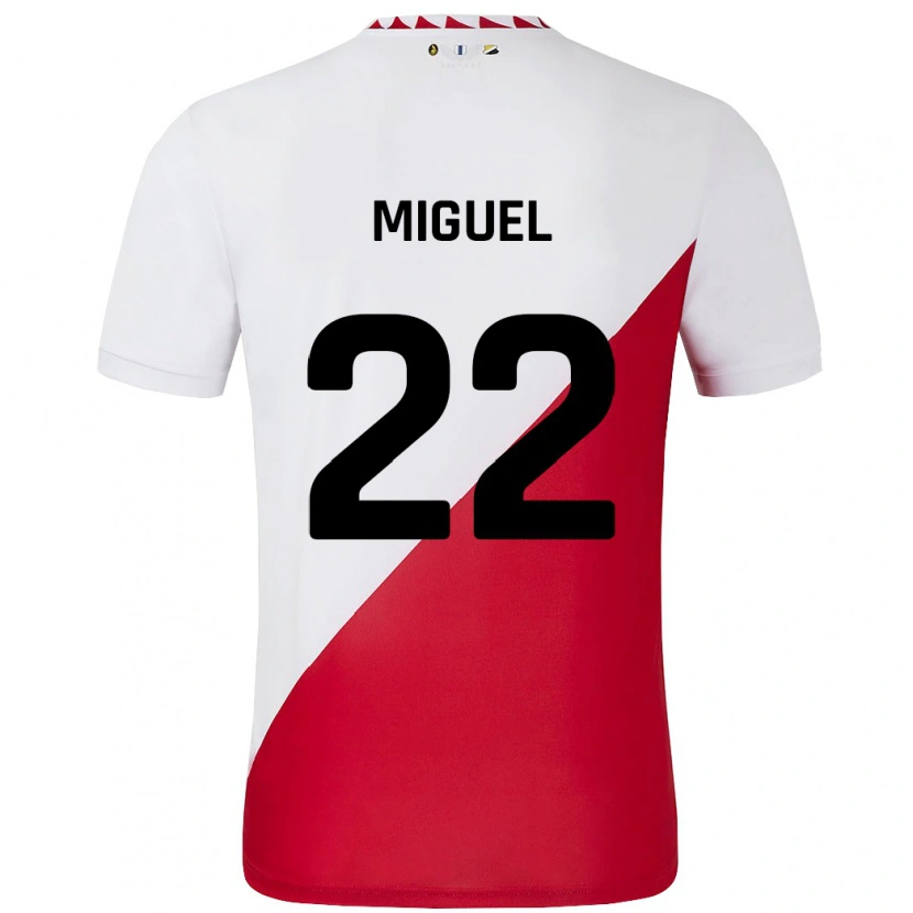 Danxen Uomo Maglia Miguel Rodríguez #22 Bianco Rosso Kit Gara Home 2024/25 Maglietta