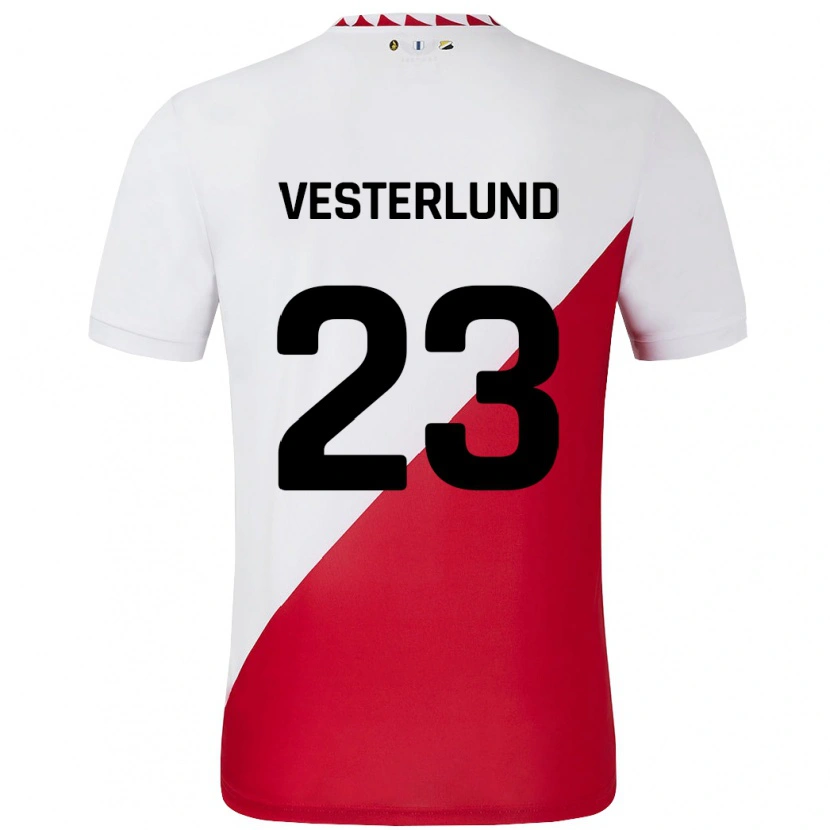 Danxen Uomo Maglia Niklas Vesterlund #23 Bianco Rosso Kit Gara Home 2024/25 Maglietta