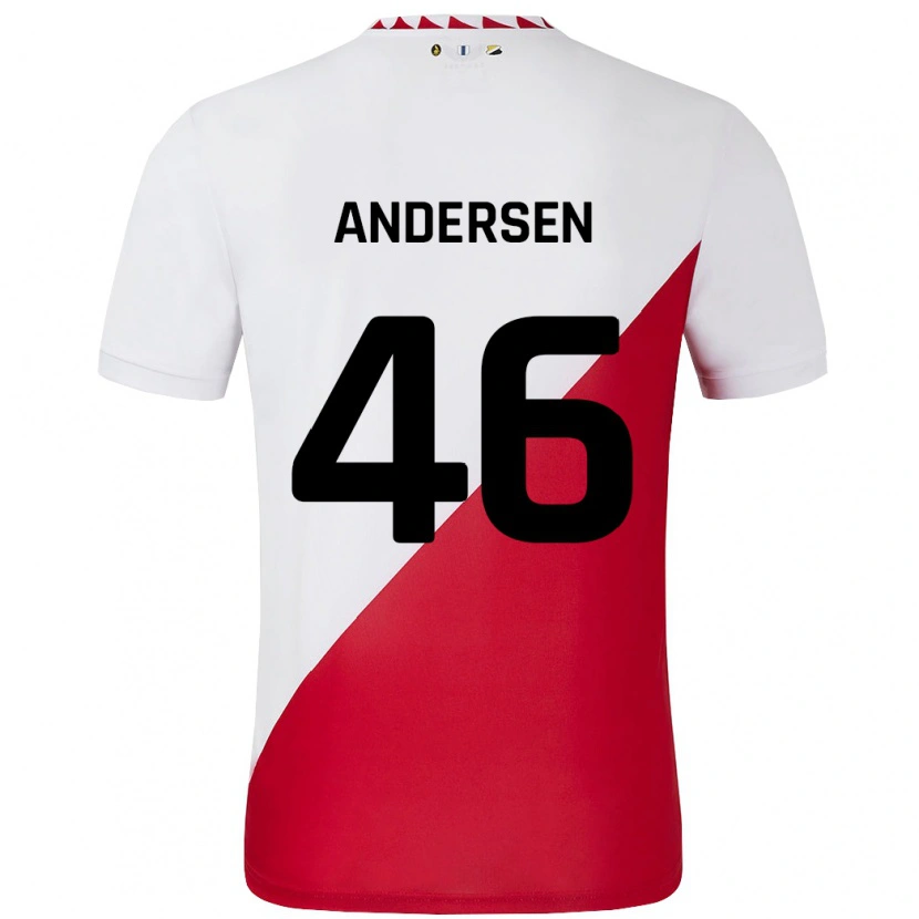 Danxen Uomo Maglia Silas Andersen #46 Bianco Rosso Kit Gara Home 2024/25 Maglietta