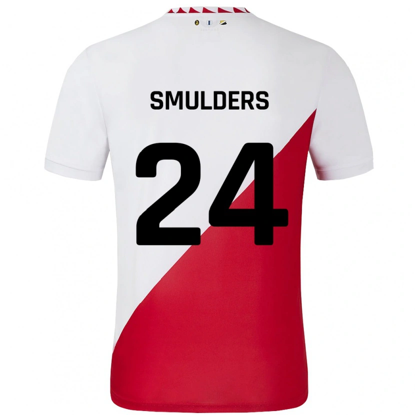Danxen Uomo Maglia Anniek Smulders #24 Bianco Rosso Kit Gara Home 2024/25 Maglietta