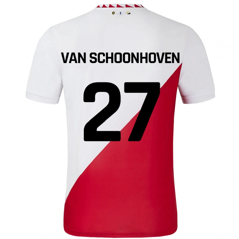 Danxen Uomo Maglia Nurija Van Schoonhoven #27 Bianco Rosso Kit Gara Home 2024/25 Maglietta