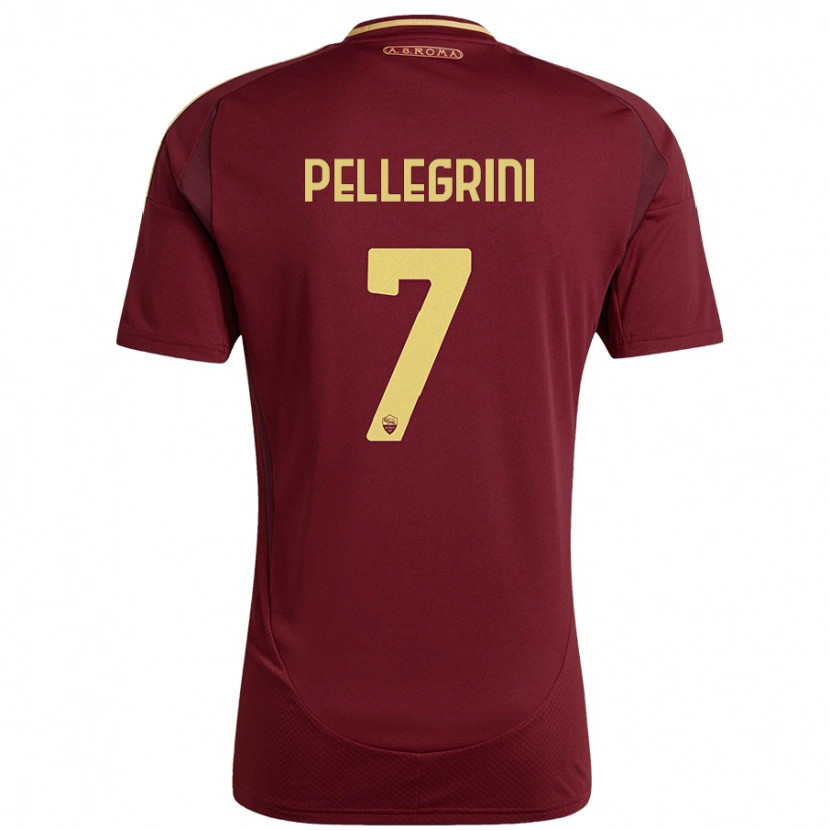 Danxen Uomo Maglia Lorenzo Pellegrini #7 Rosso Marrone Oro Kit Gara Home 2024/25 Maglietta