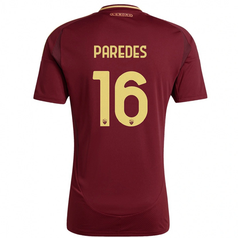 Danxen Uomo Maglia Leandro Paredes #16 Rosso Marrone Oro Kit Gara Home 2024/25 Maglietta