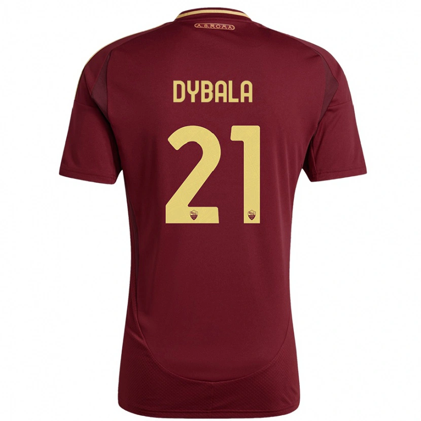 Danxen Uomo Maglia Paulo Dybala #21 Rosso Marrone Oro Kit Gara Home 2024/25 Maglietta