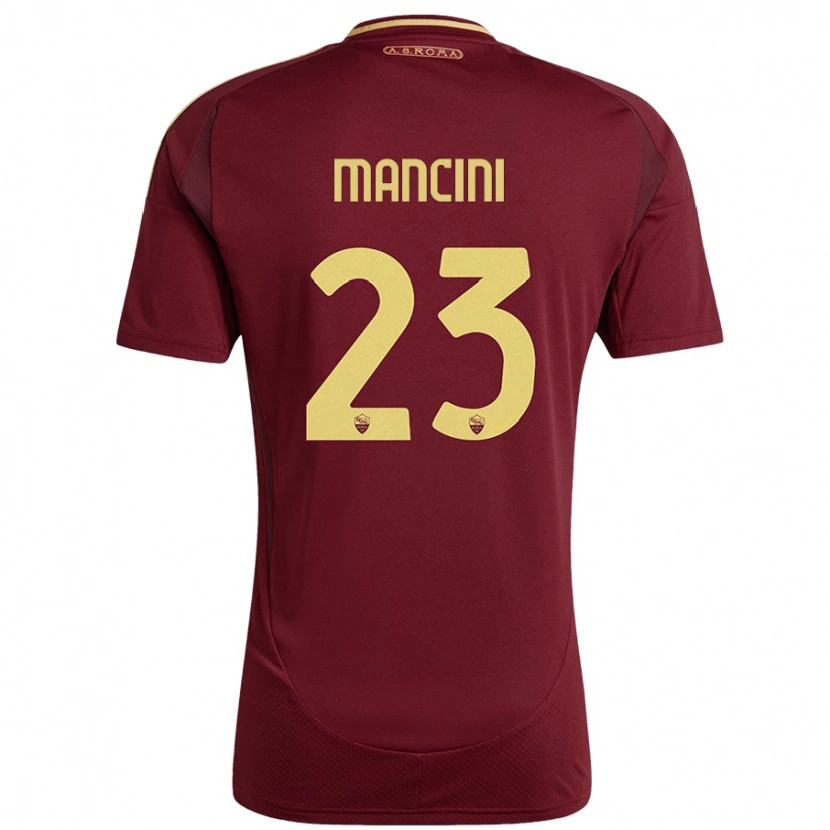 Danxen Uomo Maglia Gianluca Mancini #23 Rosso Marrone Oro Kit Gara Home 2024/25 Maglietta