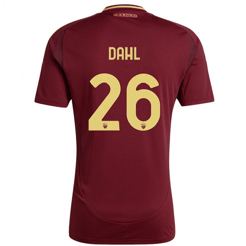 Danxen Uomo Maglia Samuel Dahl #26 Rosso Marrone Oro Kit Gara Home 2024/25 Maglietta