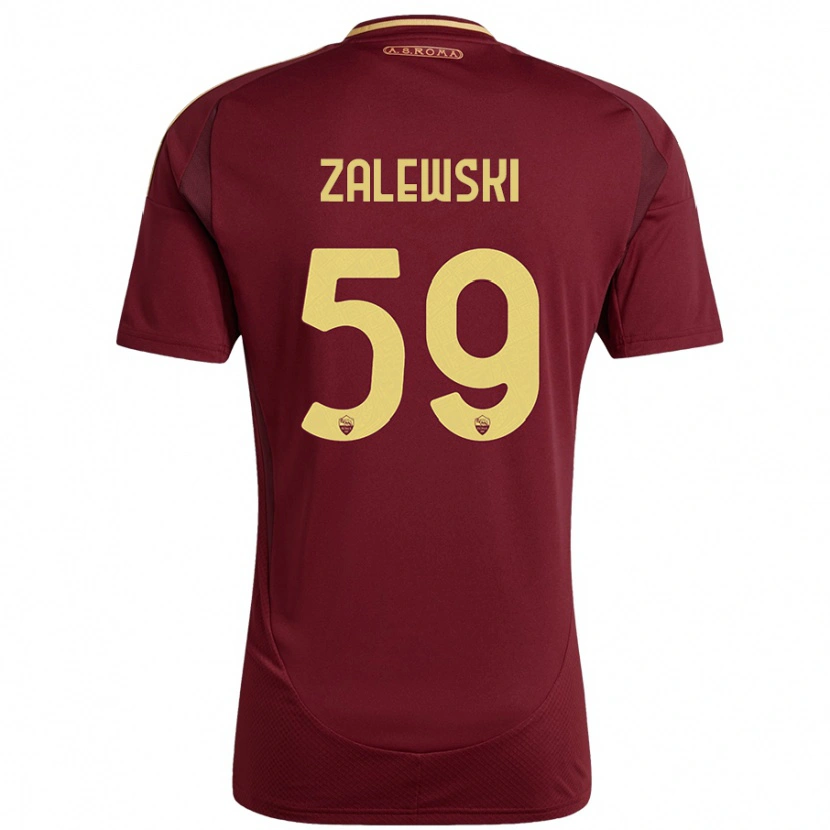 Danxen Uomo Maglia Nicola Zalewski #59 Rosso Marrone Oro Kit Gara Home 2024/25 Maglietta