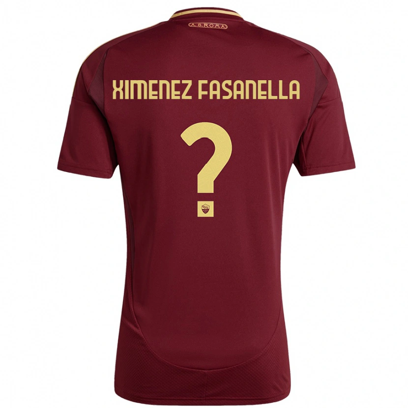 Danxen Uomo Maglia Rafael Ximenez Fasanella #0 Rosso Marrone Oro Kit Gara Home 2024/25 Maglietta