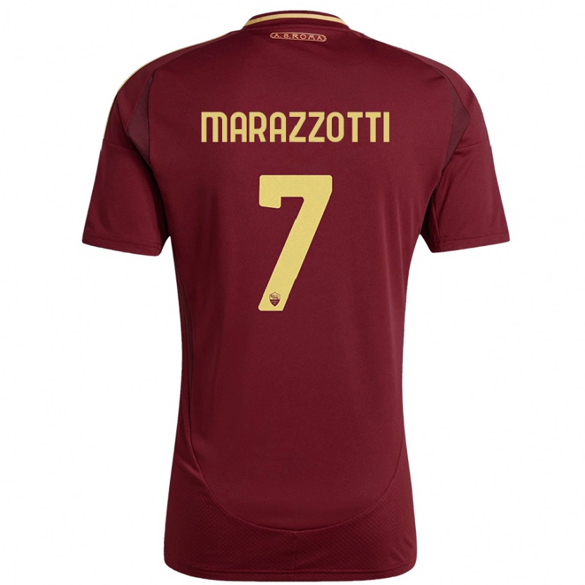 Danxen Uomo Maglia Fabrizio Marazzotti #7 Rosso Marrone Oro Kit Gara Home 2024/25 Maglietta