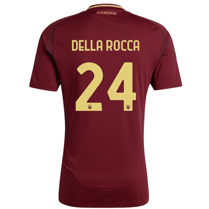 Danxen Uomo Maglia Mattia Della Rocca #24 Rosso Marrone Oro Kit Gara Home 2024/25 Maglietta