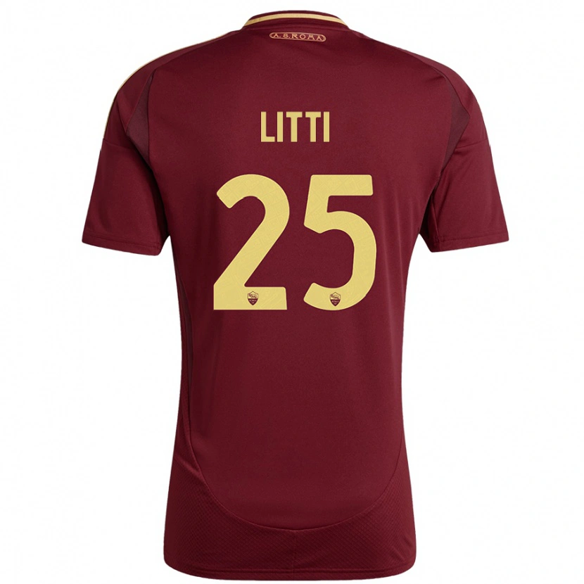 Danxen Uomo Maglia Marco Litti #25 Rosso Marrone Oro Kit Gara Home 2024/25 Maglietta