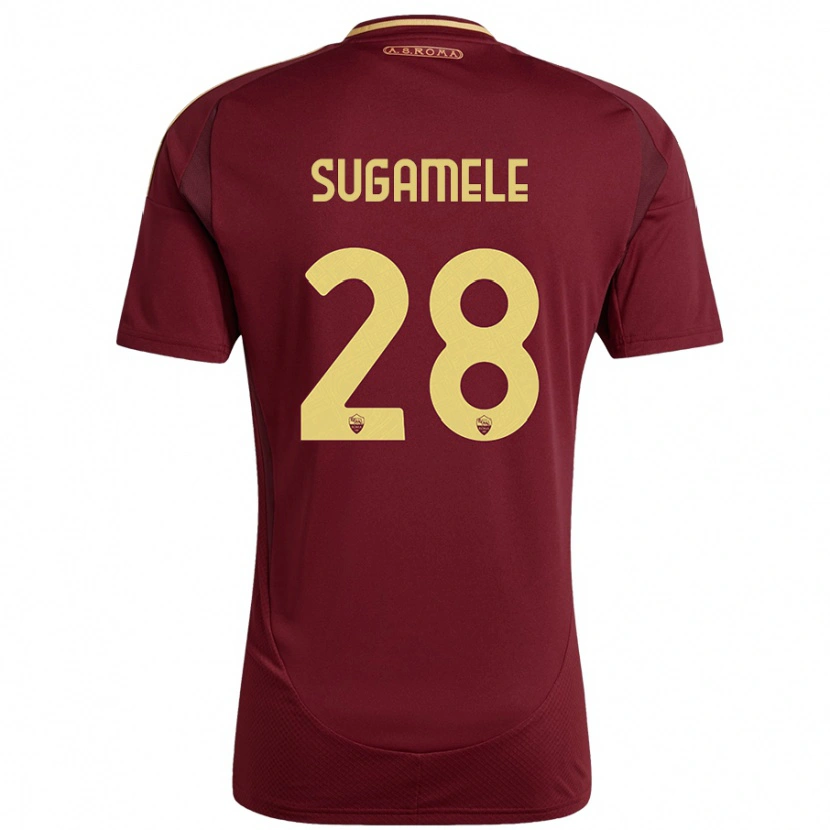 Danxen Uomo Maglia Alessandro Sugamele #28 Rosso Marrone Oro Kit Gara Home 2024/25 Maglietta