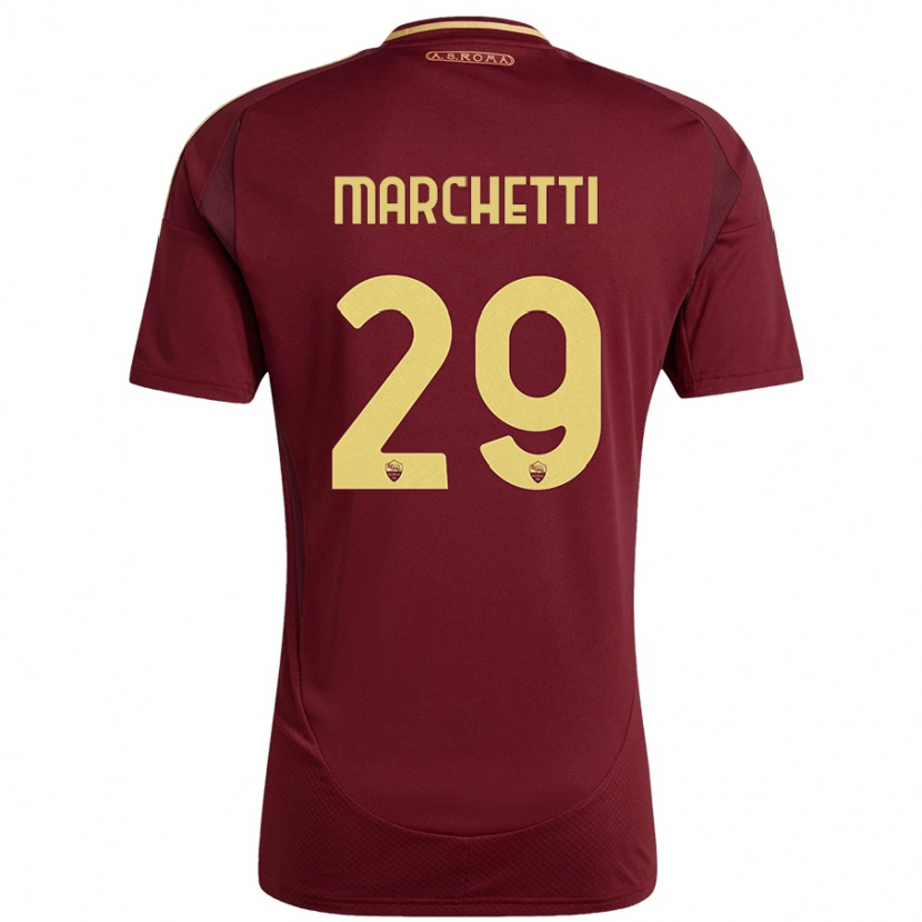 Danxen Uomo Maglia Tommaso Marchetti #29 Rosso Marrone Oro Kit Gara Home 2024/25 Maglietta