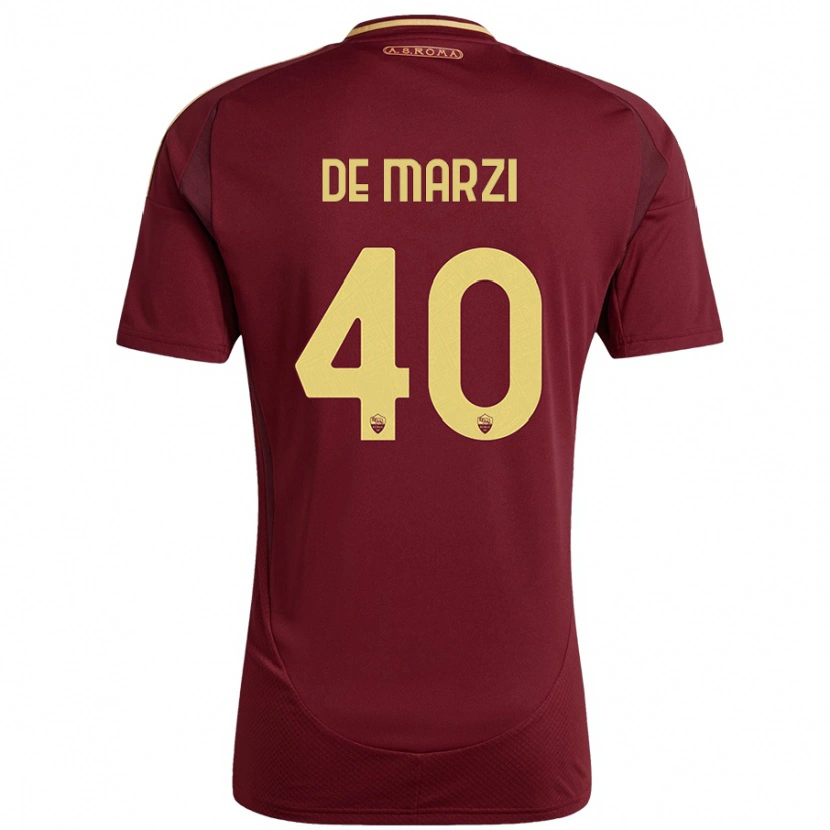 Danxen Uomo Maglia Giorgio De Marzi #40 Rosso Marrone Oro Kit Gara Home 2024/25 Maglietta
