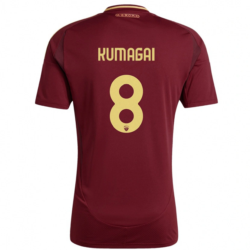 Danxen Uomo Maglia Saki Kumagai #8 Rosso Marrone Oro Kit Gara Home 2024/25 Maglietta