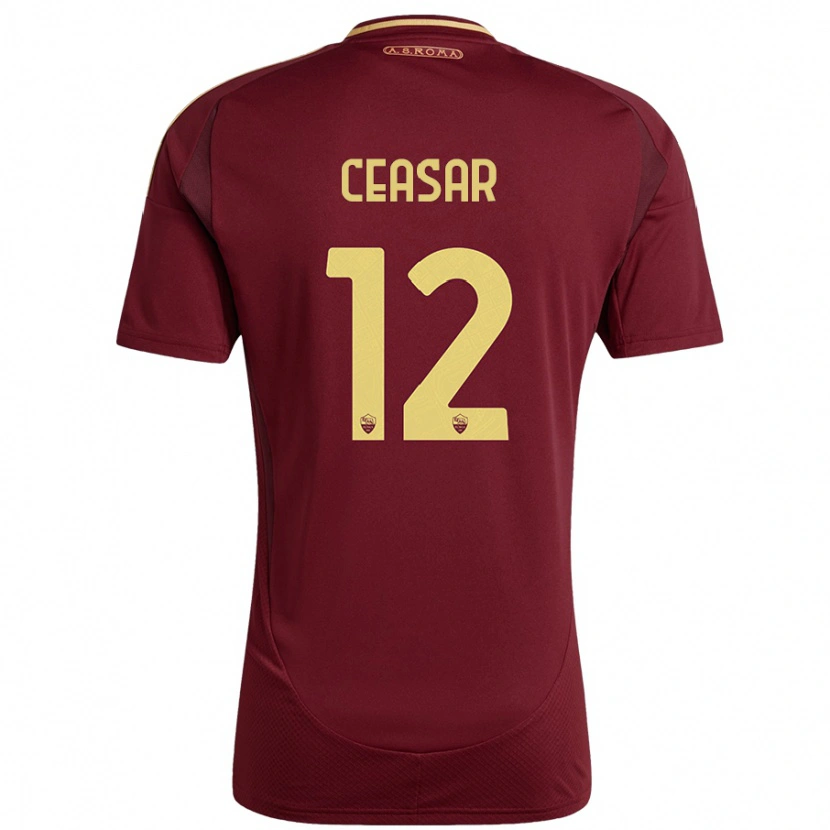 Danxen Uomo Maglia Camelia Ceasar #12 Rosso Marrone Oro Kit Gara Home 2024/25 Maglietta