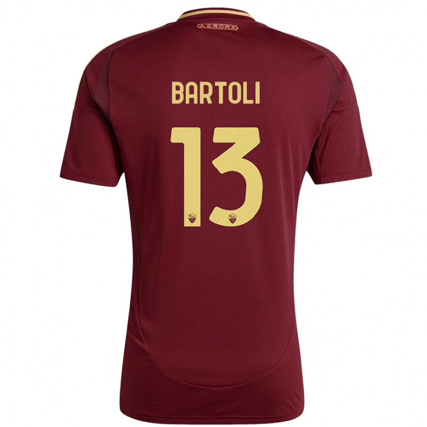 Danxen Uomo Maglia Elisa Bartoli #13 Rosso Marrone Oro Kit Gara Home 2024/25 Maglietta