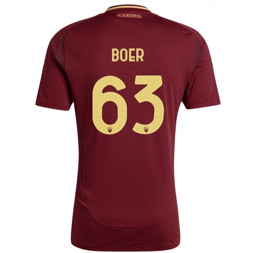 Danxen Uomo Maglia Pietro Boer #63 Rosso Marrone Oro Kit Gara Home 2024/25 Maglietta