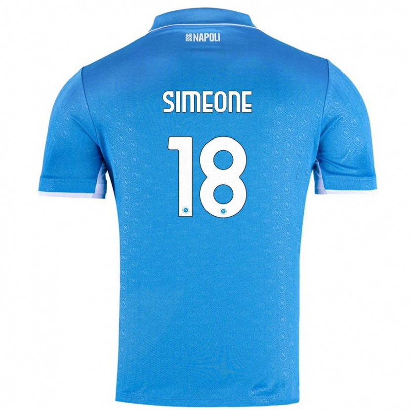 Danxen Uomo Maglia Giovanni Simeone #18 Azzurro Cielo Kit Gara Home 2024/25 Maglietta