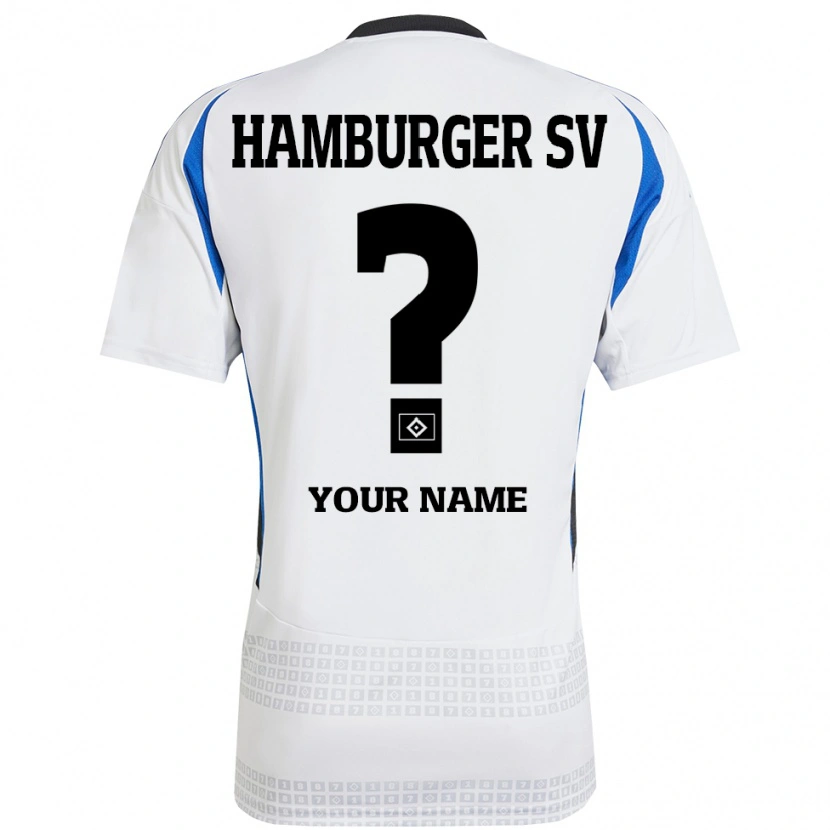 Danxen Uomo Maglia Il Tuo Nome #0 Bianco Blu Kit Gara Home 2024/25 Maglietta