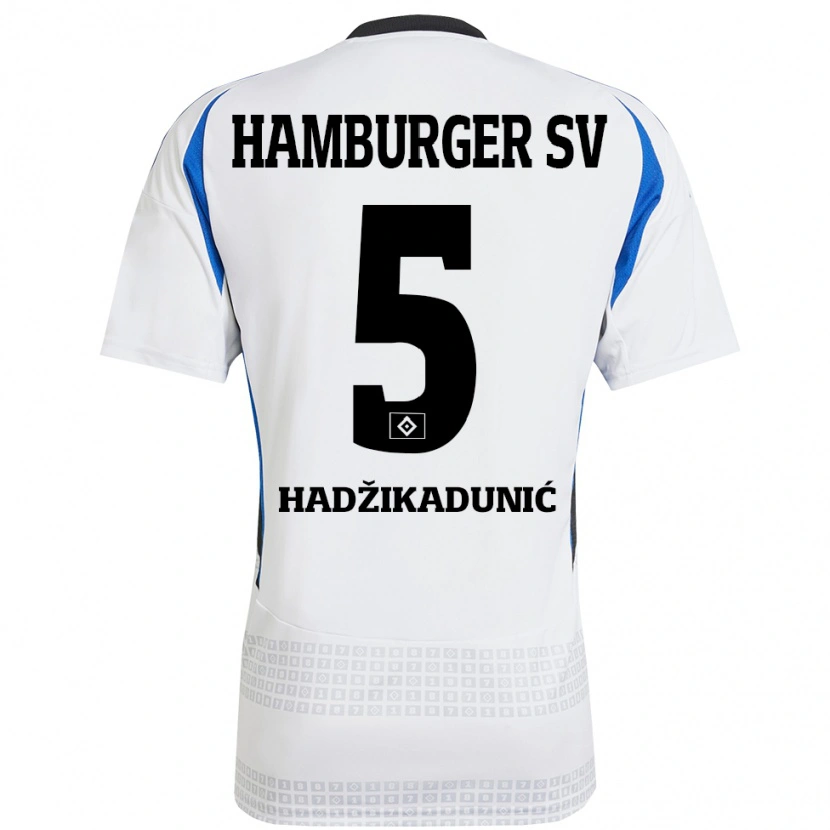 Danxen Uomo Maglia Dennis Hadzikadunic #5 Bianco Blu Kit Gara Home 2024/25 Maglietta