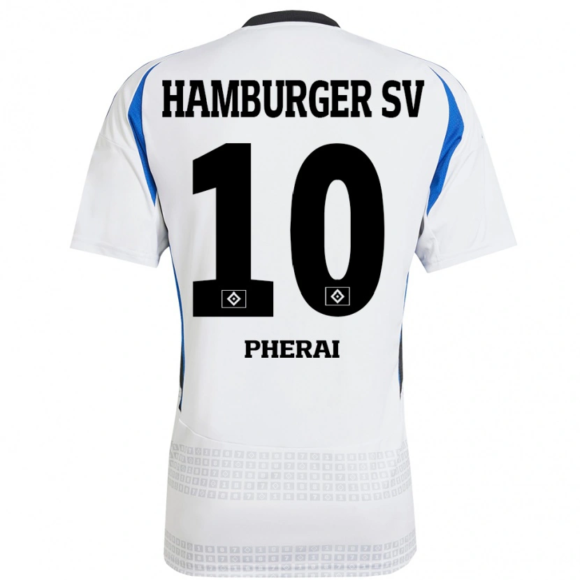 Danxen Uomo Maglia Immanuel Pherai #10 Bianco Blu Kit Gara Home 2024/25 Maglietta