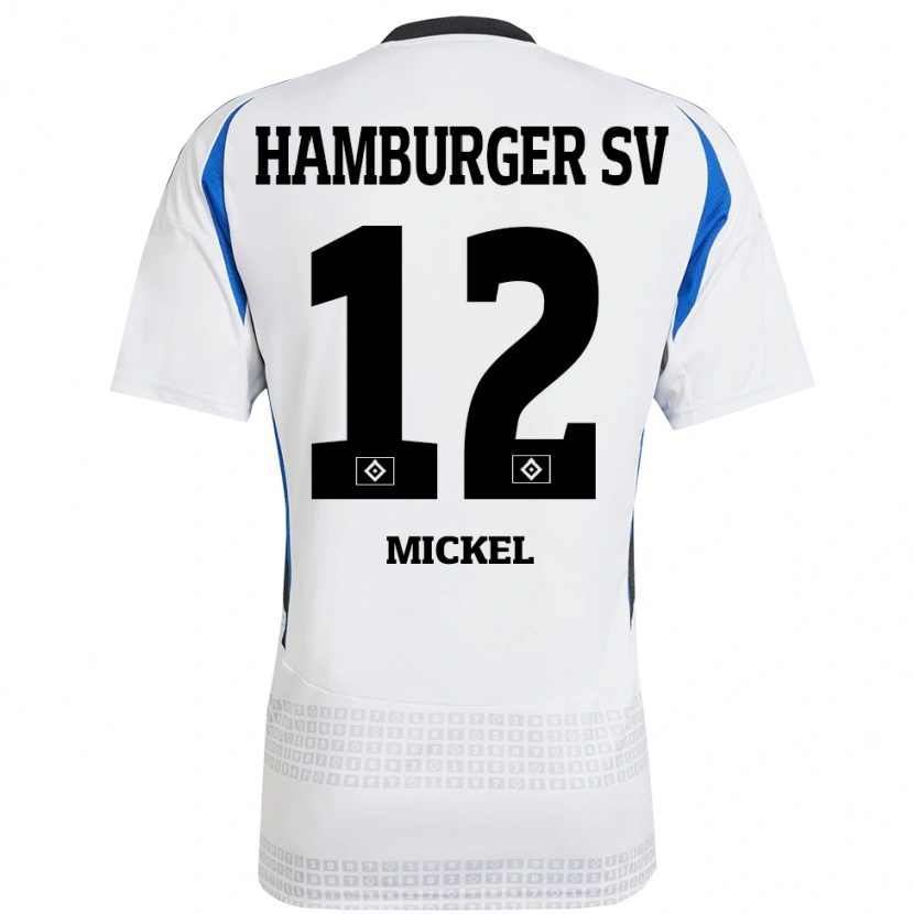 Danxen Uomo Maglia Tom Mickel #12 Bianco Blu Kit Gara Home 2024/25 Maglietta