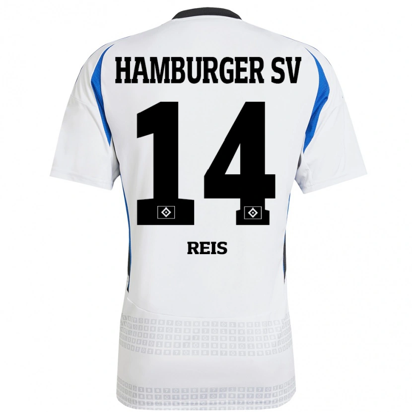 Danxen Uomo Maglia Ludovit Reis #14 Bianco Blu Kit Gara Home 2024/25 Maglietta