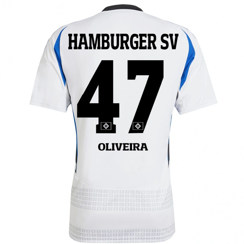 Danxen Uomo Maglia Nicolas Oliveira #47 Bianco Blu Kit Gara Home 2024/25 Maglietta