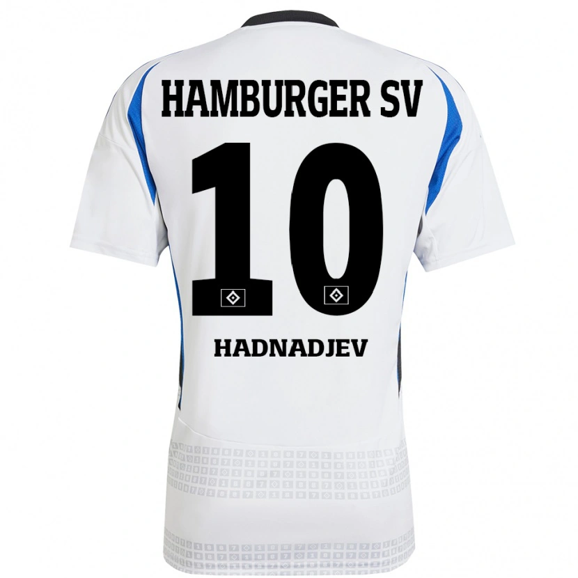 Danxen Uomo Maglia Marko Hadnadjev #10 Bianco Blu Kit Gara Home 2024/25 Maglietta