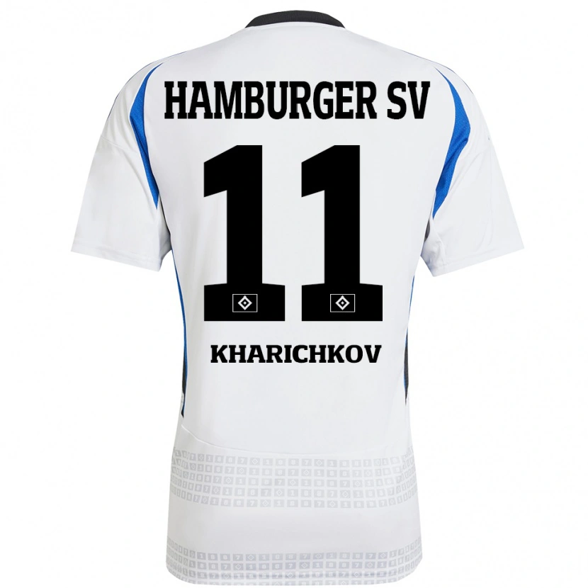Danxen Uomo Maglia Valentyn Kharichkov #11 Bianco Blu Kit Gara Home 2024/25 Maglietta