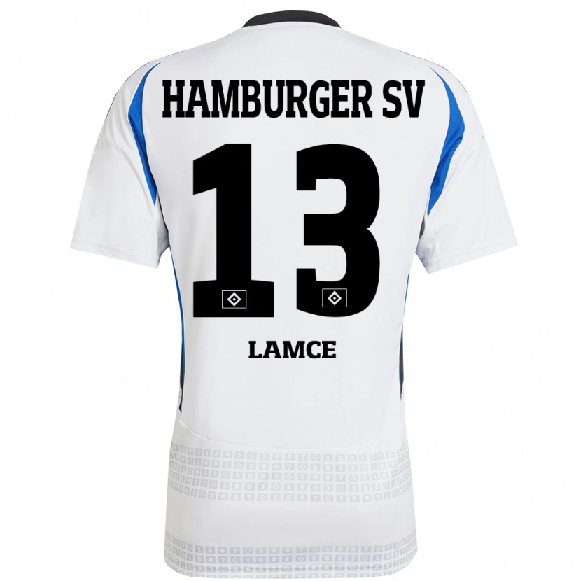Danxen Uomo Maglia Benjamin Lamce #13 Bianco Blu Kit Gara Home 2024/25 Maglietta