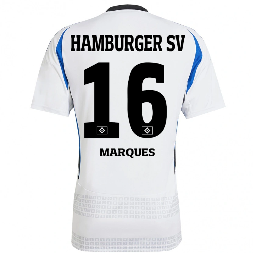 Danxen Uomo Maglia Alex Da Graca Marques #16 Bianco Blu Kit Gara Home 2024/25 Maglietta