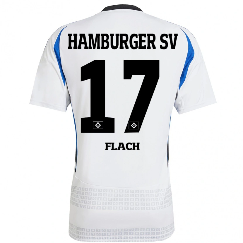 Danxen Uomo Maglia Timon Flach #17 Bianco Blu Kit Gara Home 2024/25 Maglietta