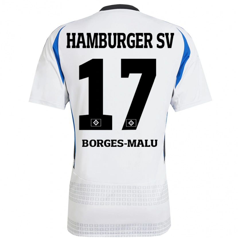 Danxen Uomo Maglia Louis Borges-Malu #17 Bianco Blu Kit Gara Home 2024/25 Maglietta