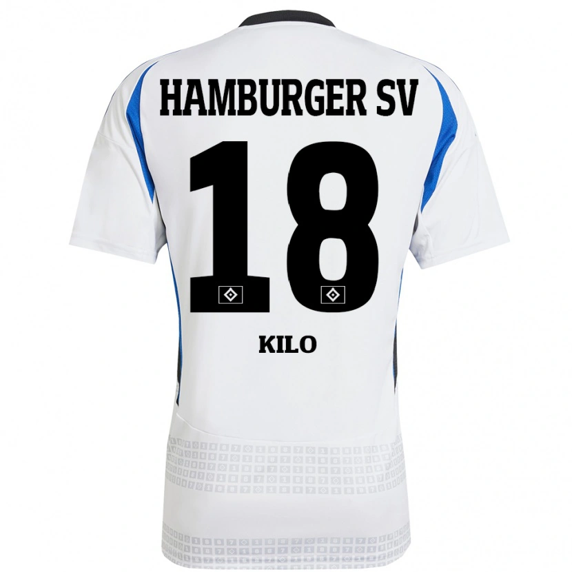 Danxen Uomo Maglia Jesse Kilo #18 Bianco Blu Kit Gara Home 2024/25 Maglietta