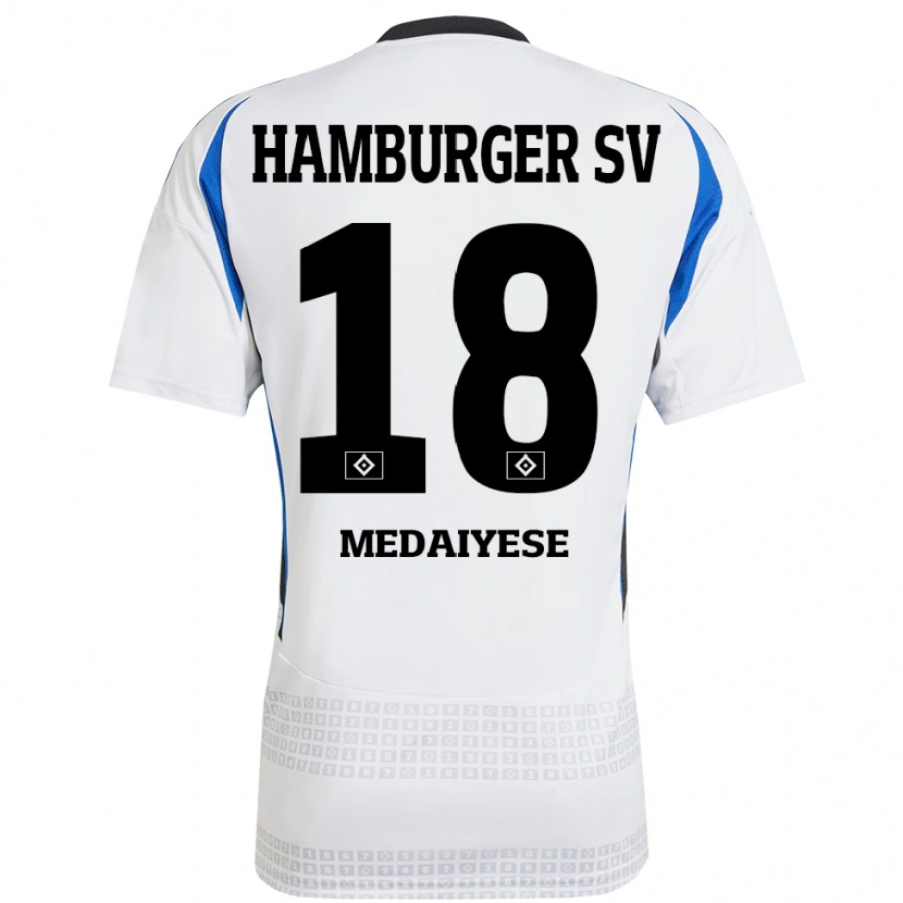 Danxen Uomo Maglia Olamide Medaiyese #18 Bianco Blu Kit Gara Home 2024/25 Maglietta
