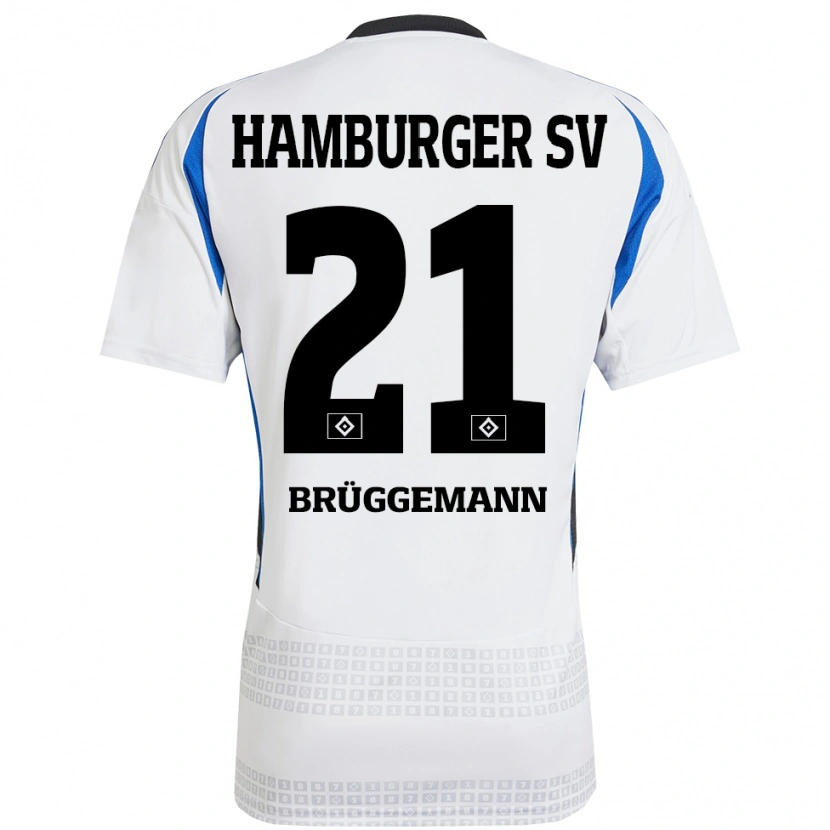 Danxen Uomo Maglia William Brüggemann #21 Bianco Blu Kit Gara Home 2024/25 Maglietta