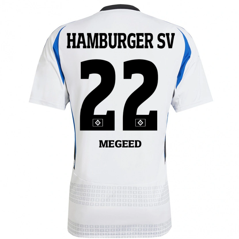 Danxen Uomo Maglia Omar Megeed #22 Bianco Blu Kit Gara Home 2024/25 Maglietta