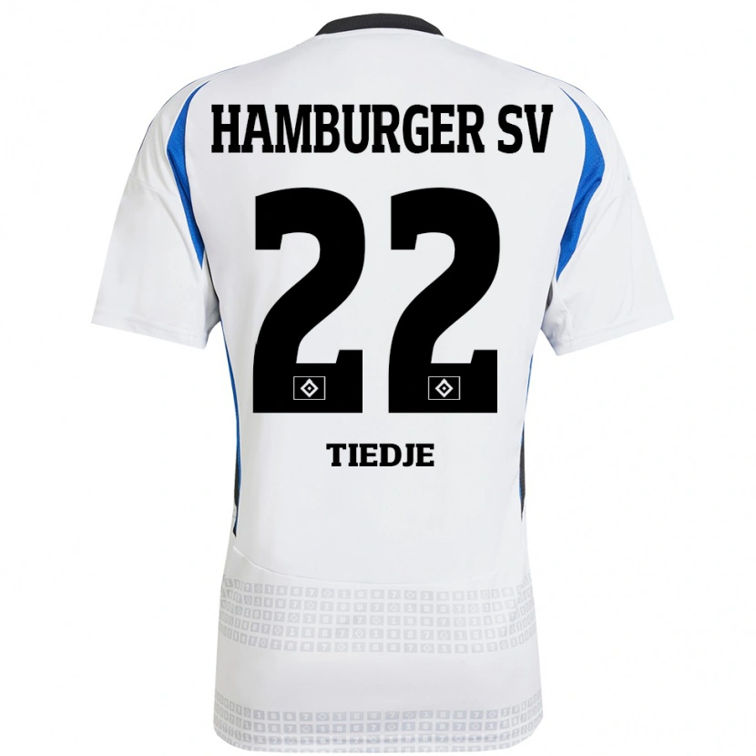 Danxen Uomo Maglia Patrick Tiedje #22 Bianco Blu Kit Gara Home 2024/25 Maglietta