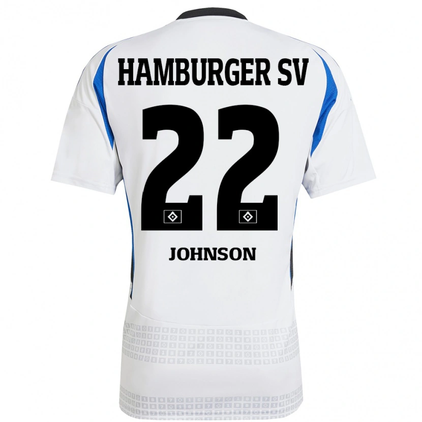 Danxen Uomo Maglia Emmanuel Johnson #22 Bianco Blu Kit Gara Home 2024/25 Maglietta